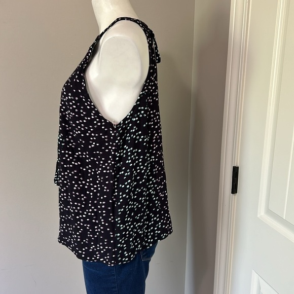 PARKER Vonnie Combo Top Confetti Multi Blouse Black Keyhole Back Sample NEW - Picture 4 of 11